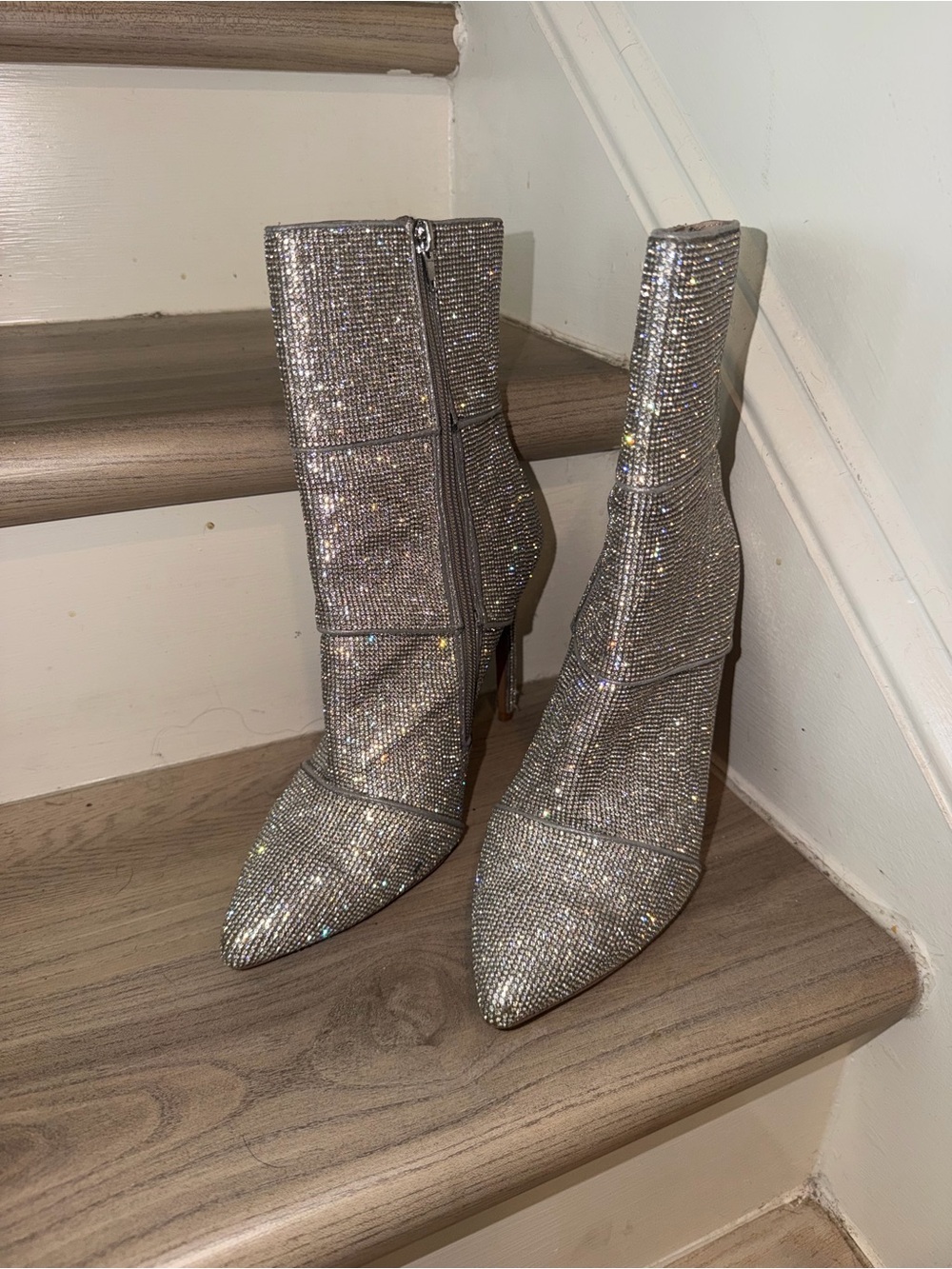 Steve Madden Crystal Embellished Pointed-Toe Ankle Boots